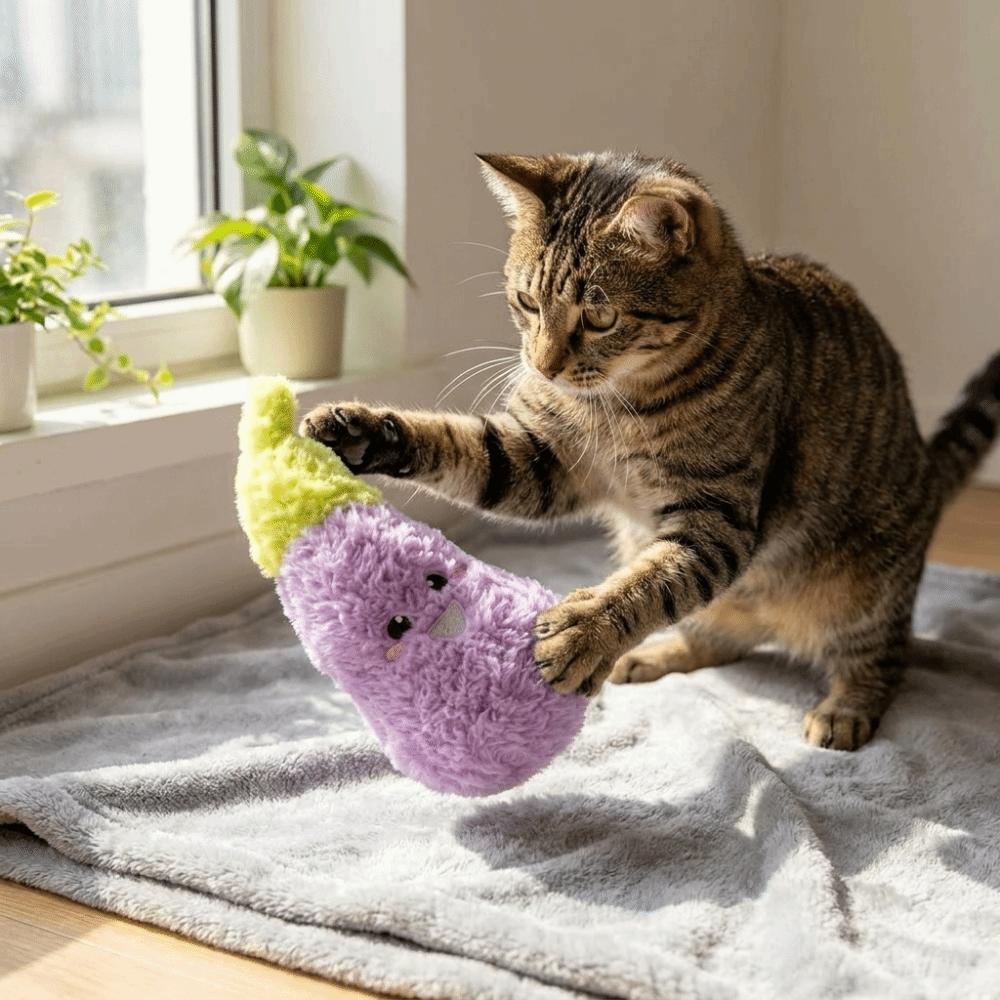 Eggplant Shaped Squeaky Dog Toys Adorable Interactive Cat Toys Cat Teaser Toy Entertainment