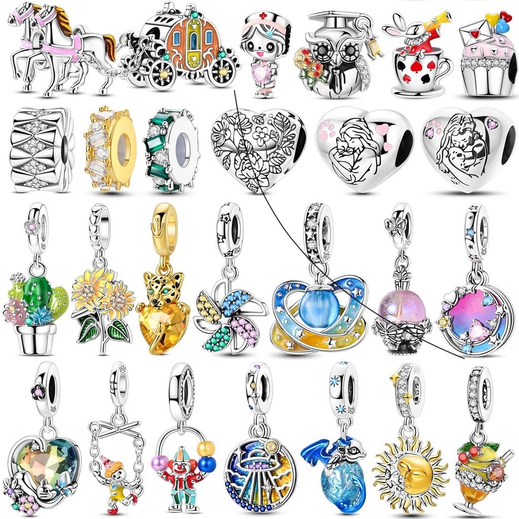 copper Colorful Charm Bead Charms Bead Sparkling Inlaid Zirconium Pendants Compatible With Authentic Accessories Bracelets Jewellery Gift