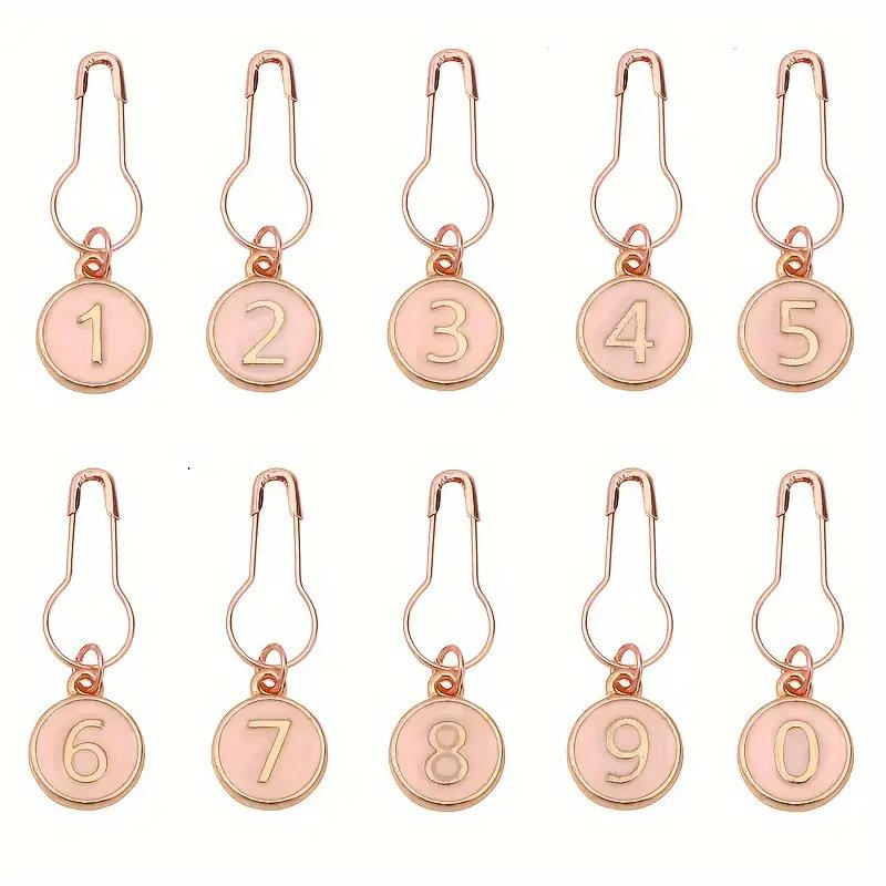 10-Pack Metal Sewing Supplies Organizer Enamel Numbered Embroidery Markers Crocheting Crochet and Knitting Tags Sewing Storage
