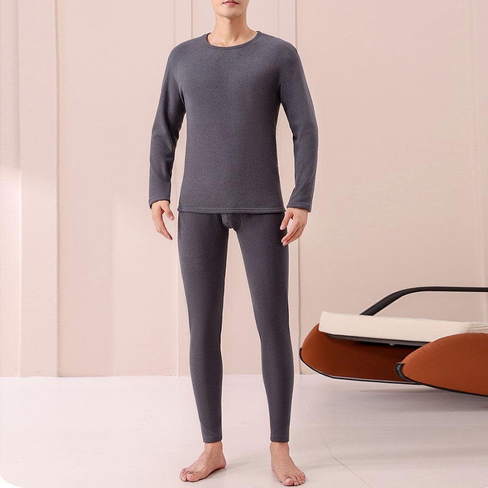 Мужская толстая зимняя термобельё из бархата, футболки + брюки, комплект из 2 предметов, костюмы для мужчин, топы, блузка, водолазка, свитер