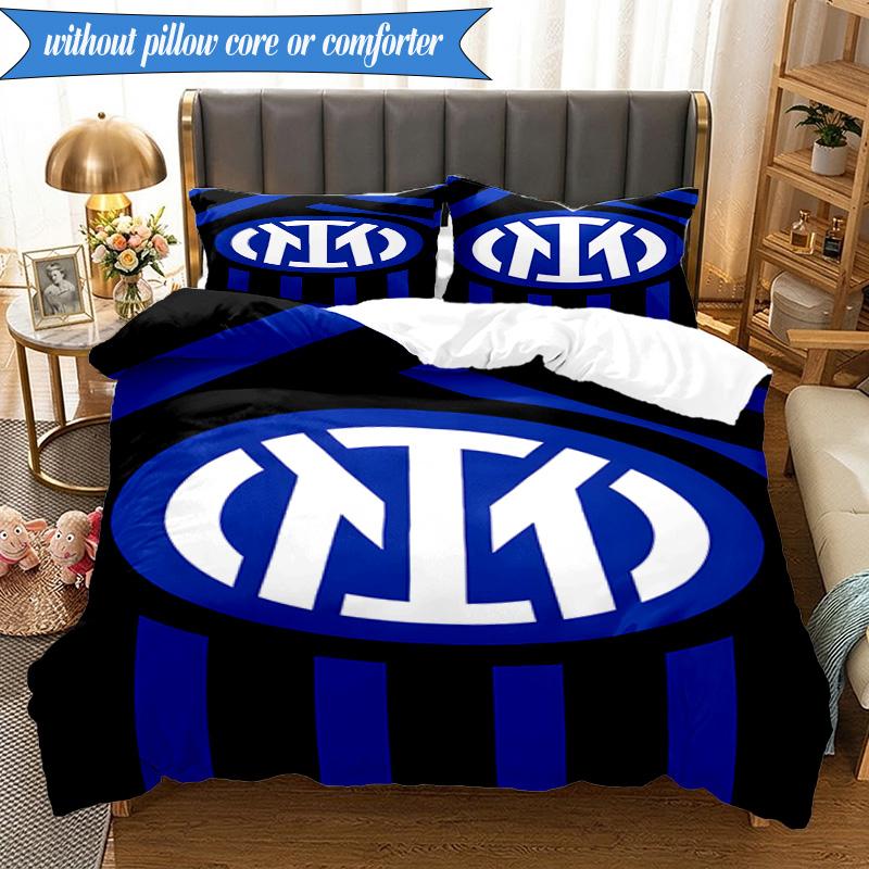 3PCS F.C. Internazionale Milano Printed Soft Bedding Set,Including 1pc Duvet Cover And 2pcs Pillowcases Perfect for Bedroom, Dormitory, Fan gift