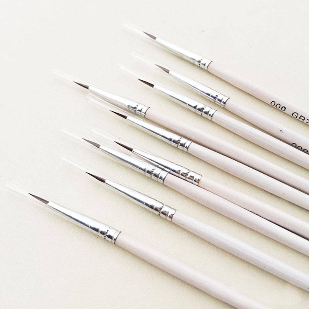 10PCS New Watercolor Art Tools Line Drawing Pen Nylon Fiber Hair Artist Paint Brush Point Tip