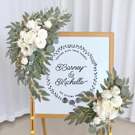 2Pcs Artificial Wedding Arch Flowers DIY Flower Arrangement And Backdrop Decoration for Wedding Ceremony Reception Welcome Sign Decor