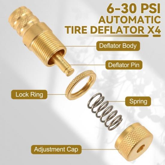 4pcs 6-30 PSI Adjustable Automatic Tire Deflator Cap Valve off road Accessories