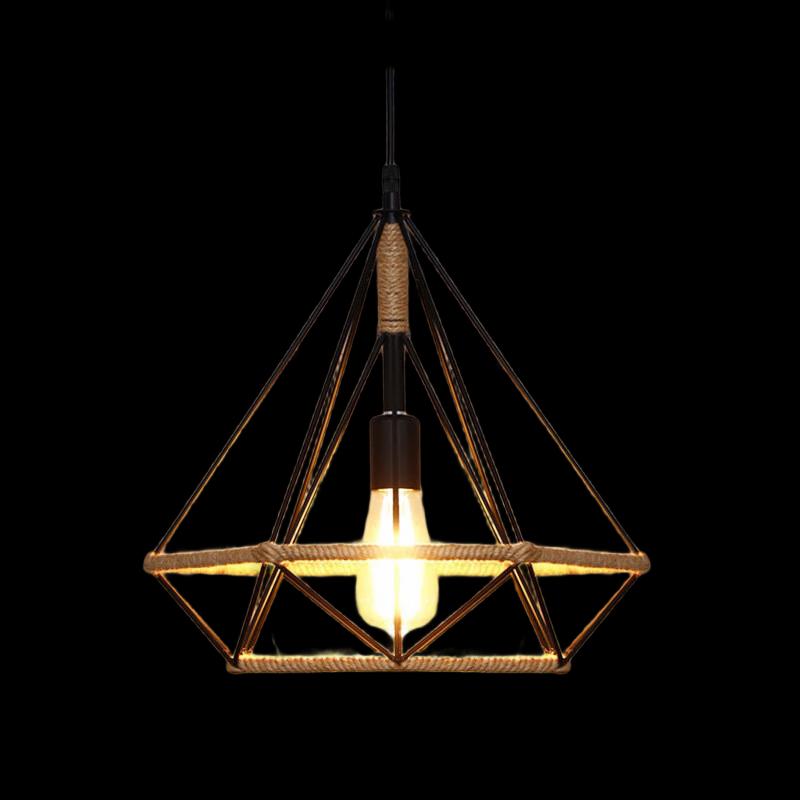Vintage Industrial Hemp Rope Diamond Chandelier