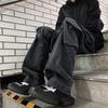 Мужские брюки-карго в уличном стиле, прямые, широкие, длинные брюки, эластичный пояс, завязка на шнурок, большие карманы, джинсовые брюки