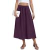 Women's Casual Fashion Solid Colour Big Hem Skirt Elasticated Loose Pockets Pleated Half-body Skirt (With Side Pockets)