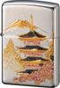 ZIPPO Lighter Silver Electroformed Pagoda Japanese Pattern