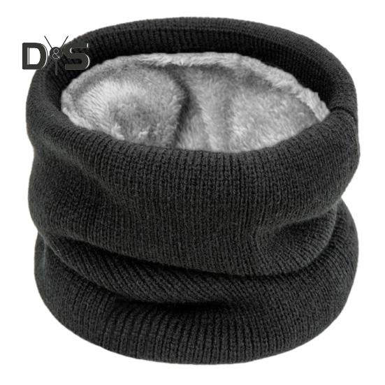 Winter Cycling Scarf Double-Layer Neck Warmer Knit Thickened Fleece Lined Elastic Soft Circle Scarf Neck Gaiter