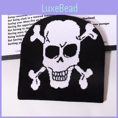 Вязаная шапка с узором черепа для уличной одежды и Хэллоуина зима