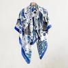 130*130Cm Oversized Animal Floral Printed Square Scarf Soft Thin Smooth Silk Shawl Leisure Style Windproof Sunscreen Head Wrap