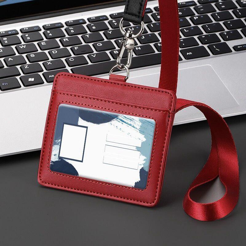 Формальный бизнес-держатель для удостоверения личности с 2 слотами и шнурком, горизонтальный и вертикальный стили, подходит для офиса и профессионалов, держатели для карт