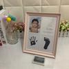Newborn Hand and Foot Print Ornaments Full Moon 100 Day Photo Frame with Craft Ink Pad Home Decoration Baby Kids Birthday