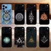 Чехол для телефона с символом масонства Силиконовый черный Мягкий Для IPhone 17,16,15,14,13,12,11,SE,Plus Pro Max