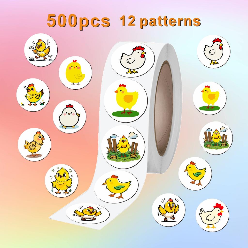 500 Stickers/roll, Cartoon, Cute Chick, Stickers, Children's Reward Encouragement Stickers, Creative, Decorative Sealing Stickers