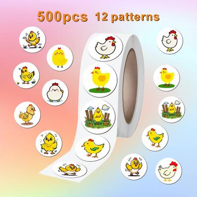 500 наклеек/рулон, мультфильм, милый цыпленок, наклейки, поощрительные наклейки для детей, креативные, декоративные наклейки для запечатывания