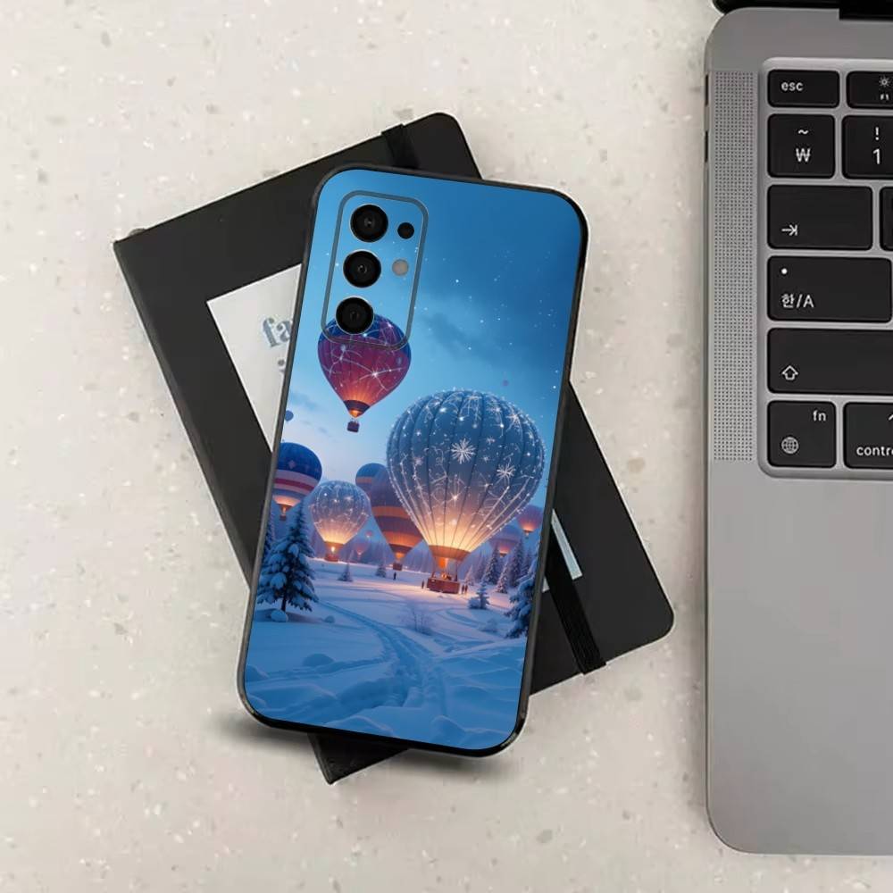 Cute Hot Air Balloon For Samsung Galaxy A73,J7,22,Note,72,41,31,8,9,52,71,53,32,Soft Black Silicone Cover Case