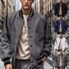 Men's Spring Baseball Jacket Men's Trendy Fashion Solid Color Cardigan Baseball Jacket