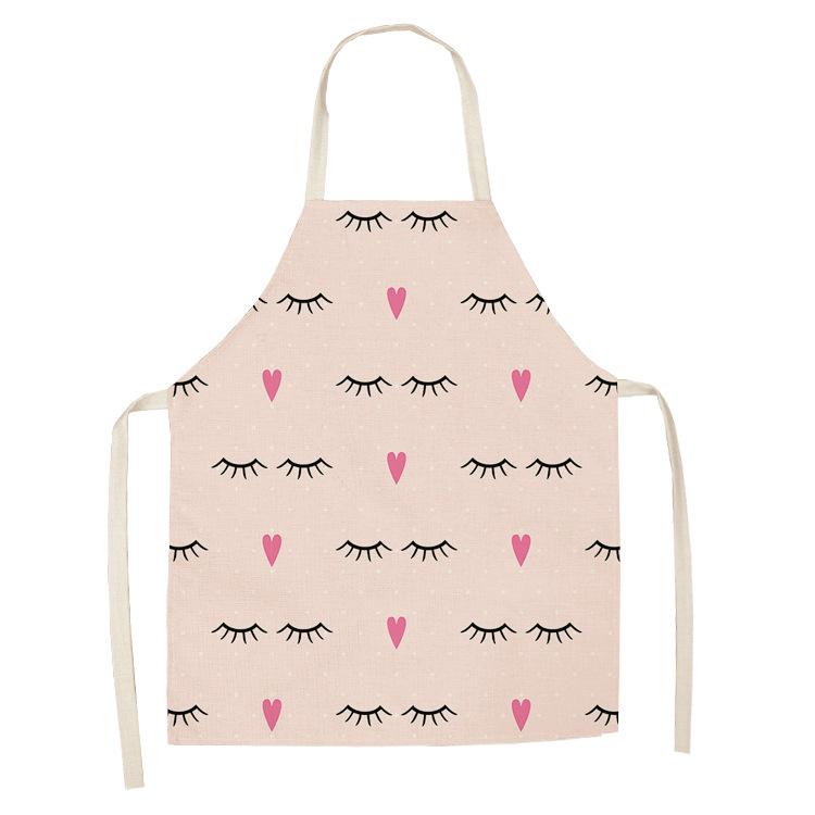 Eyelash Printing Apron Clean Art Sleeveless Home Kitchen Cooking Apron Chef Clothing Cotton Linen Bib for Adults