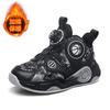 Spot Straight Out Winter Outdoor Thick-soled Leather Warm Basketball Shoes Children's Non-slip Trend Versatile Velvet Button Shoes