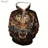 Осенние толстовки для мужчин 3D принт тигра уличная мода пуловер худи для занятий спортом на открытом воздухе графические худи блузка мужская одежда