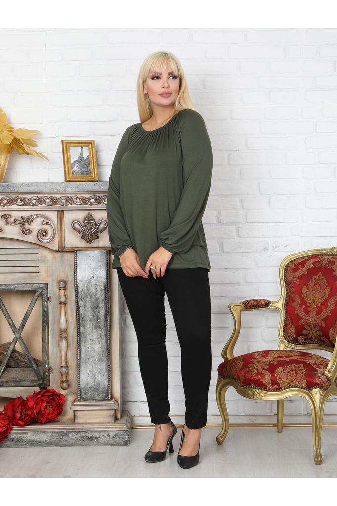 Женская стильная туника больших размеров, воротник большого размера с воздушными рукавами, эластичная вискозная блузка