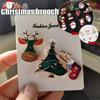 3pcs/set Christmas Brooch Set Elf Snowman Stocking Enamel Rhinestone Party Gift
