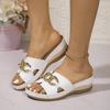 Fashion Women's Slippers Wedges Open Toe Outdoor Casual Slippers Metal Decoration Round Toe Wedges Sandals Summer Fashion Ladies Shoes