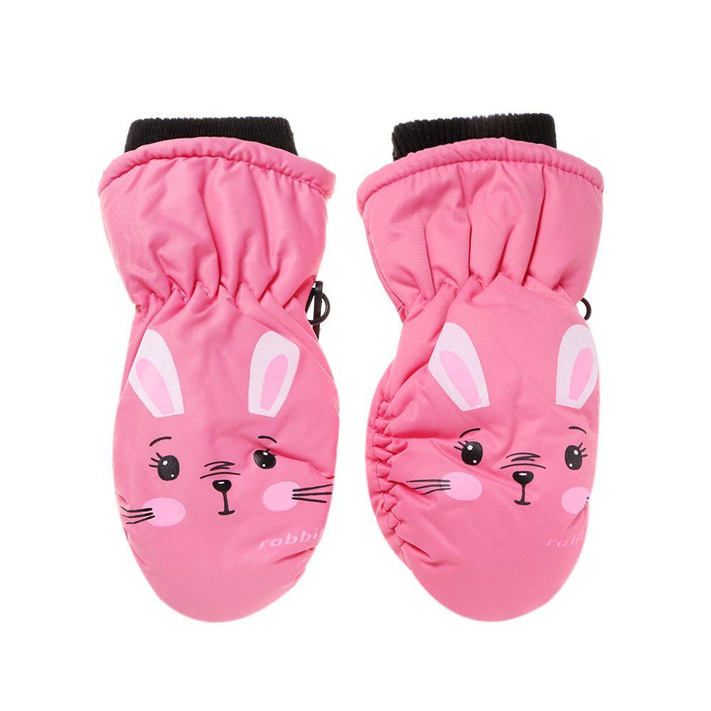 Модные ветрозащитные мультяшные варежки с кроликом, нескользящие спортивные варежки, толстые теплые водонепроницаемые детские лыжные перчатки