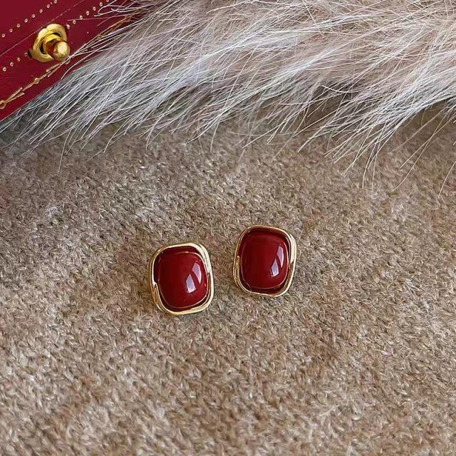 Серьги-клипсы в стиле 80-х в гонконгском стиле красного и синего цвета для непроколотых ушей – Высококлассные французские роскошные серьги-кольца