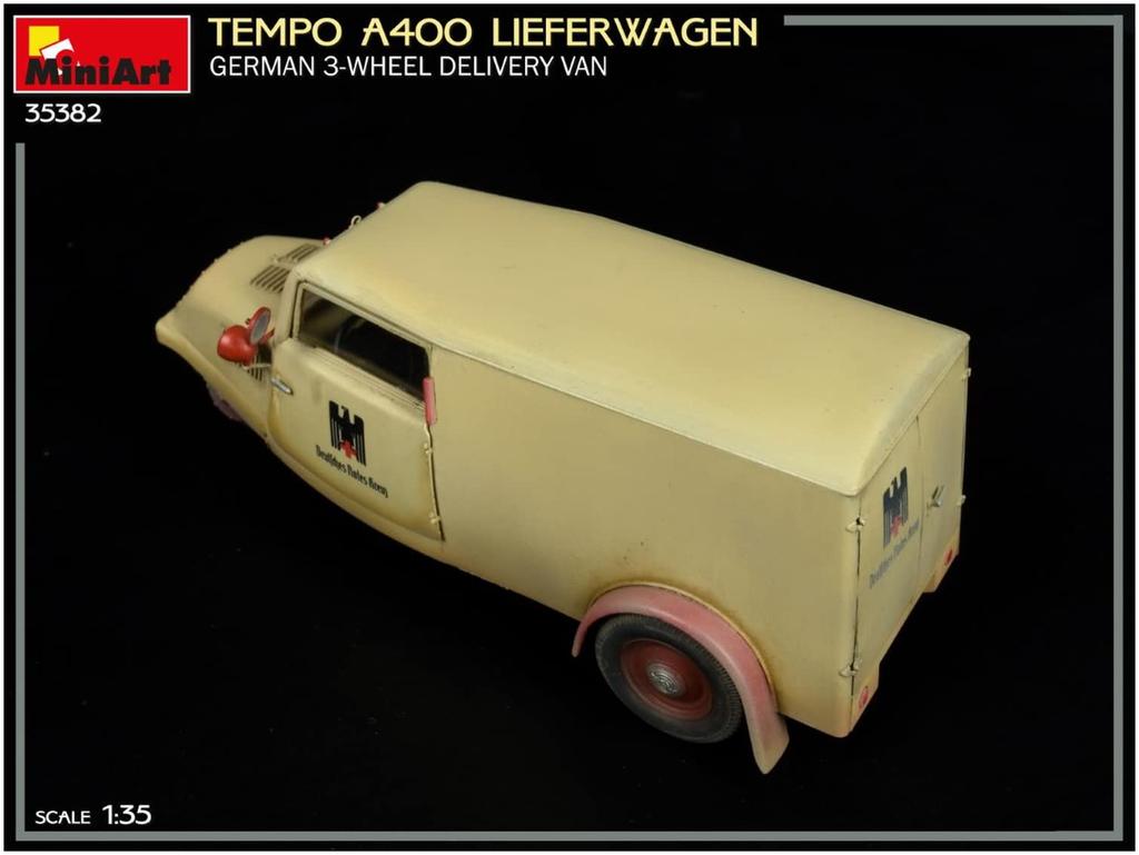 Miniart Germany Tempo A400 Lieferwagen Delivery Van Пластиковая модель MA35382 Литье Цвет 1/35 Трехколесный