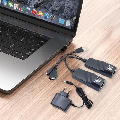 USB-удлинитель Ethernet до 100 м, удлинение Ethernet-кабеля по Cat5, Cat5E, Cat6 для камеры, мыши, клавиатуры