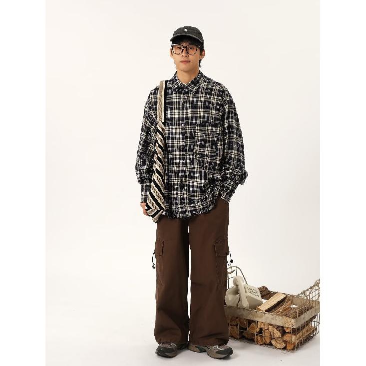 Мужская рубашка Maillard Wear в американском стиле в клетку, тонкое пальто для мальчиков, модная рубашка в корейском стиле