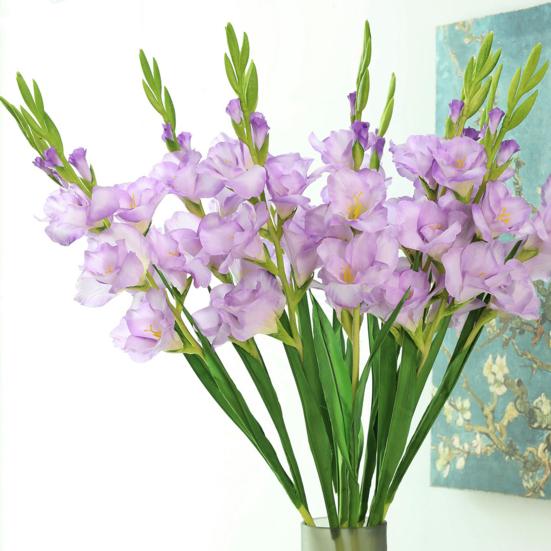 Юшэн Искусственный цветок гладиолуса Реалистичный Искусственный шелковый цветок Дом Офис Свадебная вечеринка В помещении На открытом воздухе Искусственный цветок Цветущее украшение