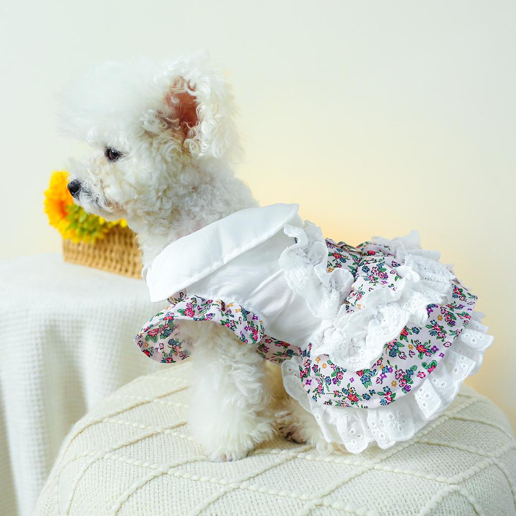Dog Dress for Small Dogs Floral Girl Puppy Dress Breathable Cute Princess Doggie Dresses Spring Summer Pet Cat Clothes