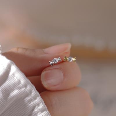 Серьги-гвоздики Candy, женские простые серьги Niche Design Sense Zircon
