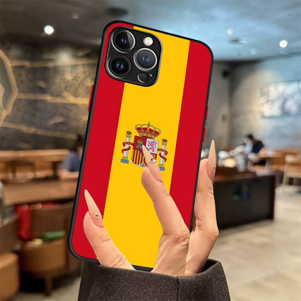 Spain Flag Cover For iPhone X XR XS 11 12 13 14 15 16 pro MAX mini Phone Case Matte shockproof