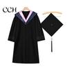Graduation Ceremony Attire Bachelor Uniform Matte Gown Cap Tassel Set V-Neck Long Sleeve Commencement Outfit Robe And Ceremonies Photo Props Suit