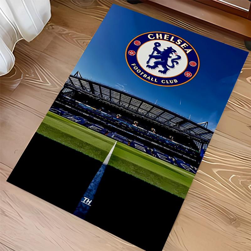 1pc Chelsea FC logo Print Area Rug - Soft,Washable Non-Slip Indoor Mat for Office Chairs,Living Room,Home Office Decorative Rug