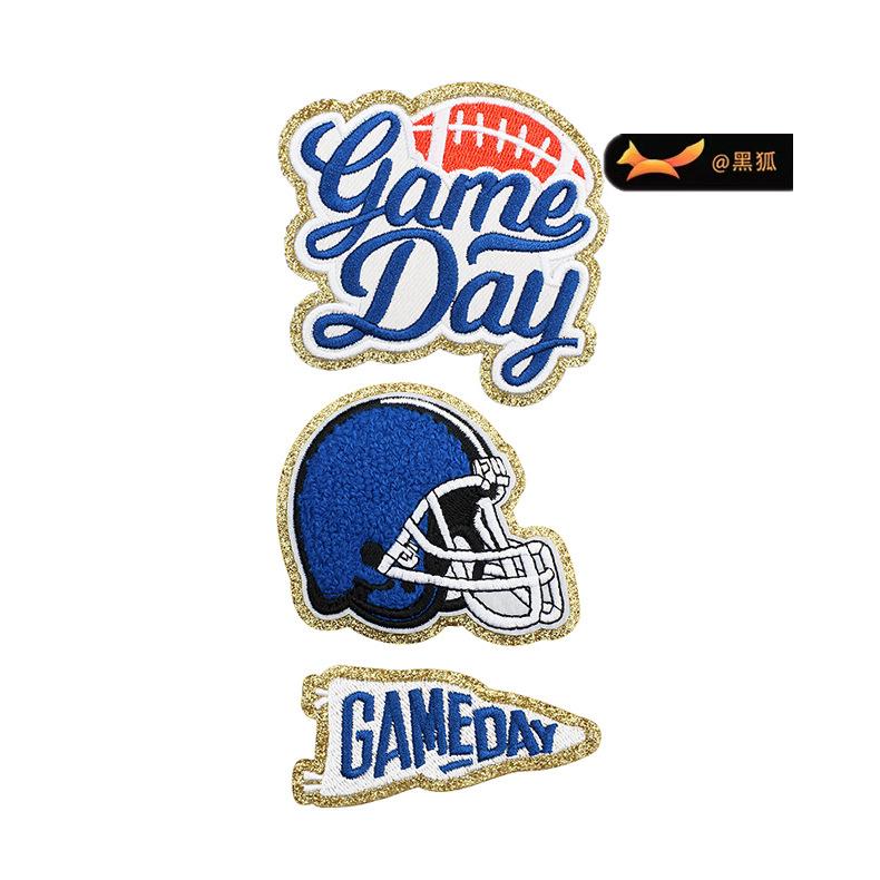 Black Fox Glitter Powder Football Chenier Embroidery Cloth Sticker Baseball Uniform Decoration Diy Patch