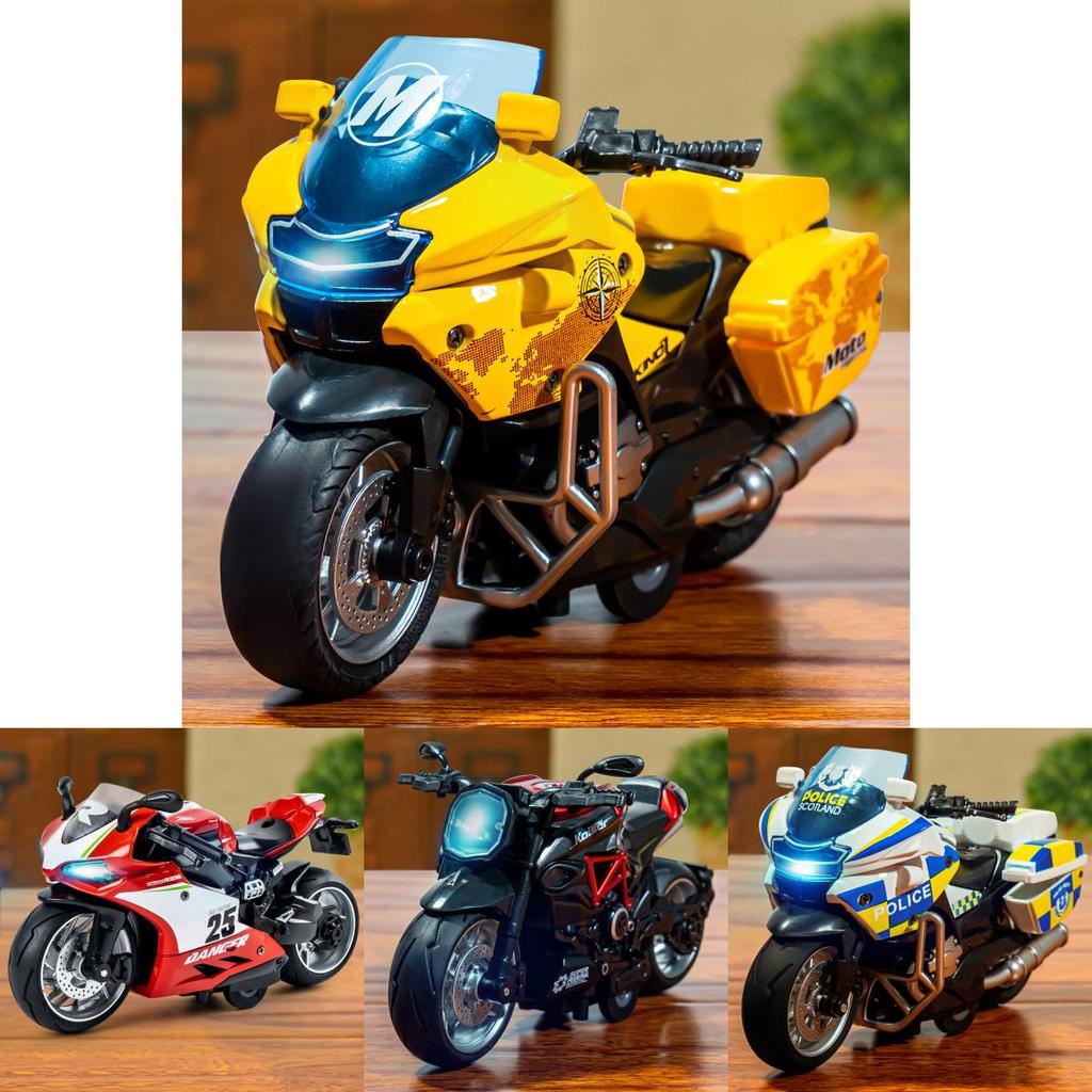 Полицейский мотоцикл, литая модель со светом и звуком для детской игры