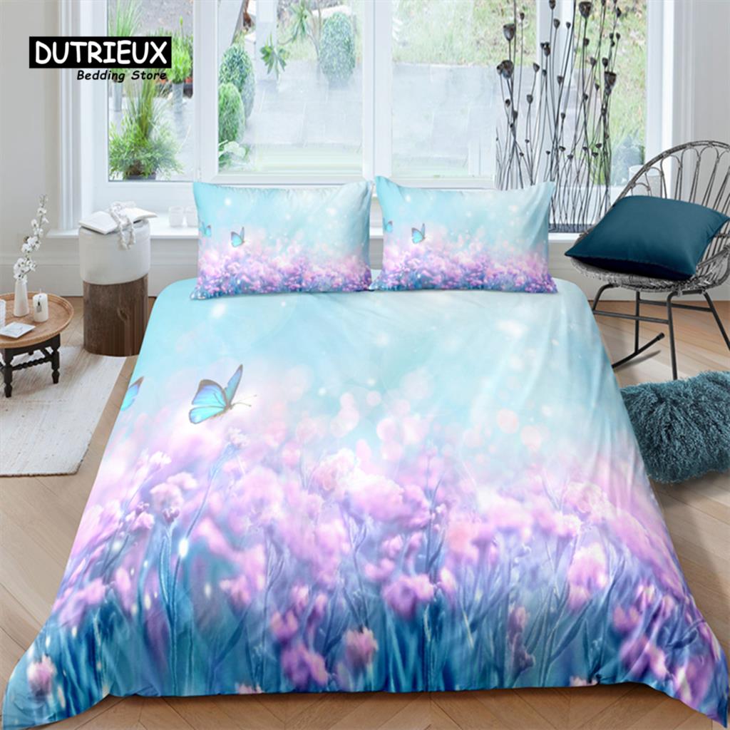 Luxury 3D Butterfly Print Home Living Comfortable Duvet Cover Set Pillowcase Kid Bedding Set Queen and King EU/US/AU/UK Size