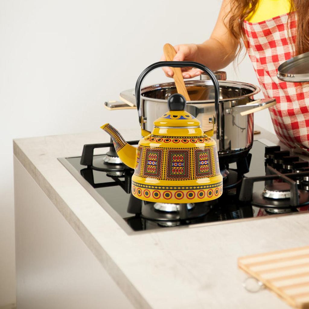 2.5 л Чайник для чая и кофе с крышкой, для наливания и кипячения воды, ретро чайник для воды, эмалированный чайник для дома, кухни, отеля, ресторана