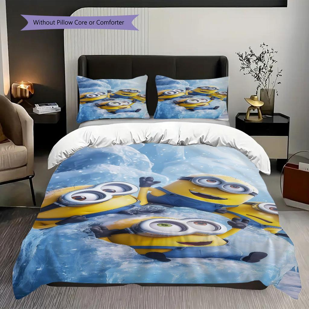 Minions Rise Gru Iphone Wallpaper Bedding 1 Duvet Cover 2 Pillowcase Without Core Christmas Birthday Gift Bedding Set
