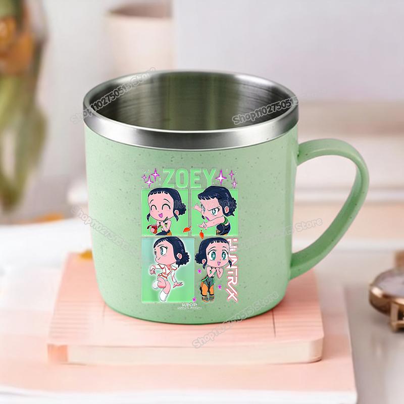KPop Demon Hunters Children Home Water Cups Cartoon Stainless Steel Milk Mugs School Office Coffee Tea Adorable Girl Drink Cups
