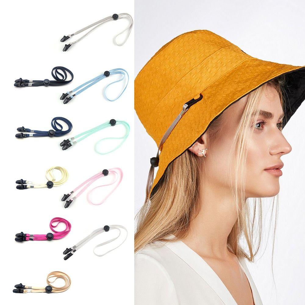 Solid Color Windproof Hat Anti-lost Hat Windproof Rope New Hat Retainer  Hat