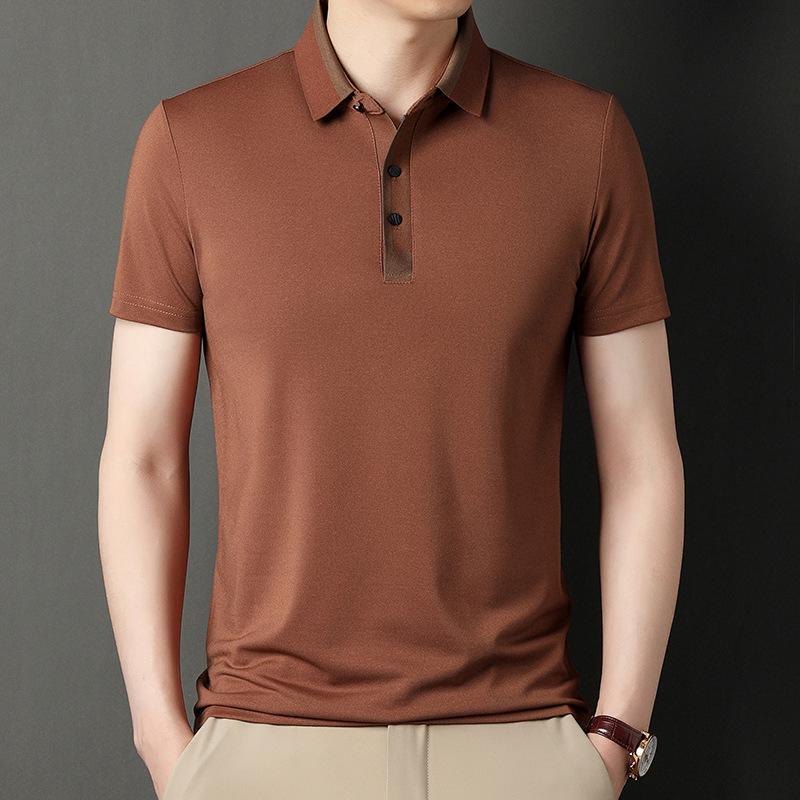 Футболка с коротким рукавом Мужская футболка Летняя новинка Деловая тонкая рубашка поло с коротким рукавом Мужская футболка