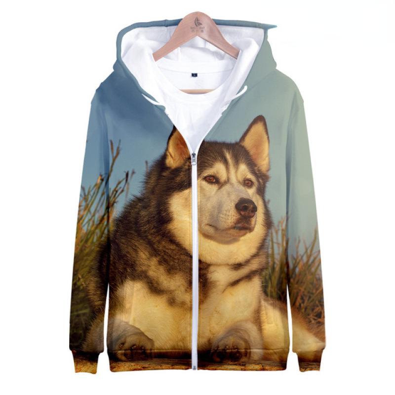 Autumn Dog Husky 3D Print Zip Hoodie Women Men Children Harajuku Sweatshirt Streetwear Hip Hop Zipper Hooded Jacket Male Tracksuit