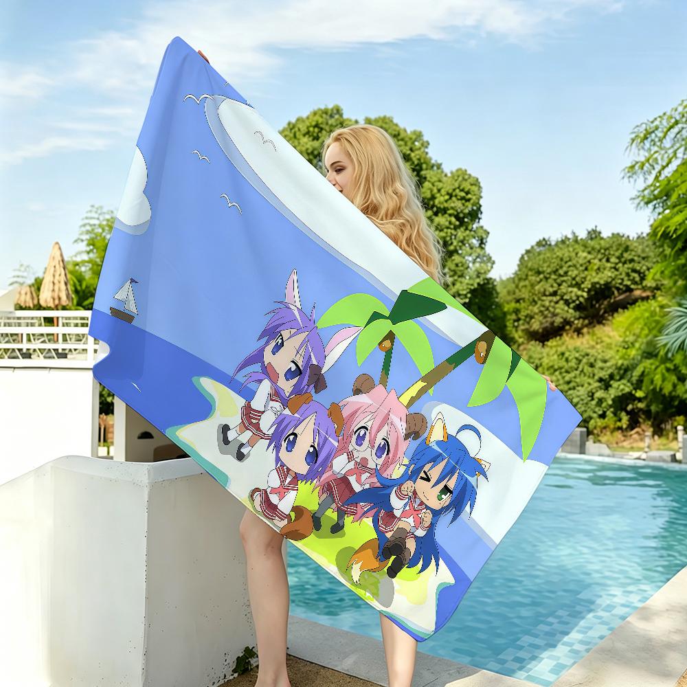 Anime Lucky Star Towel Beach Towels Yoga Gym Lightweight Portable For Swimming Shower Travel Sports Accessories Sandproof