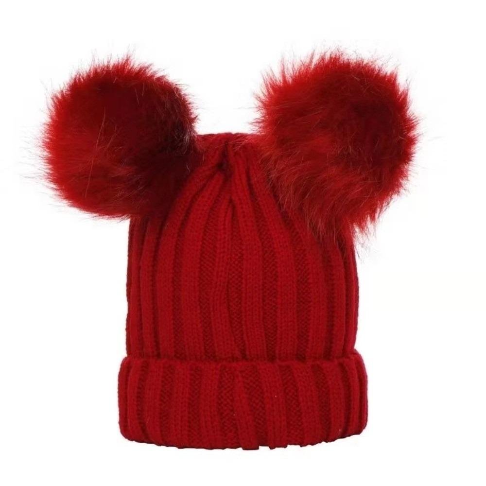 Solid Color Infant Beanie Plush Mother Kids Pullover Cap Cute Baby Knitted Hat  Winter Autumn